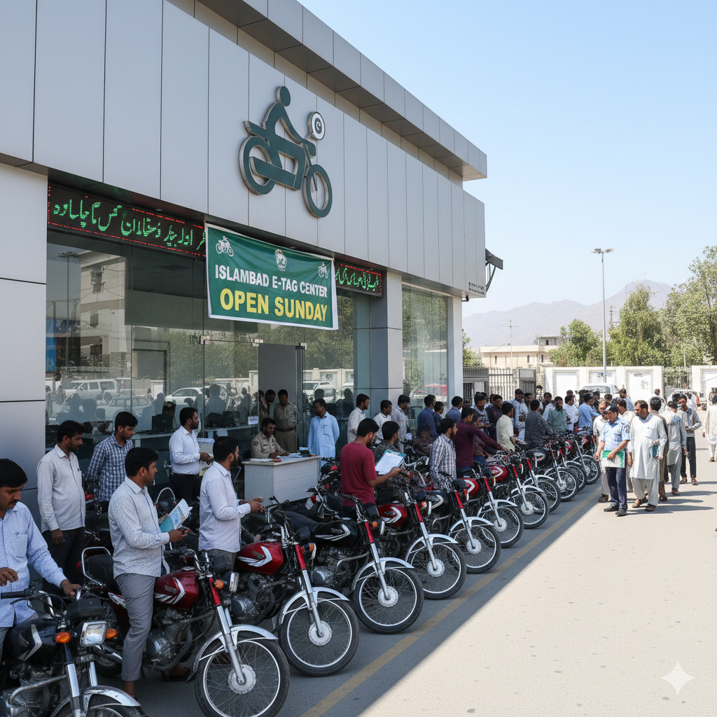 Islamabad E-Tag Centers Open on Sunday to Facilitate Mandatory Motorcycle Registration